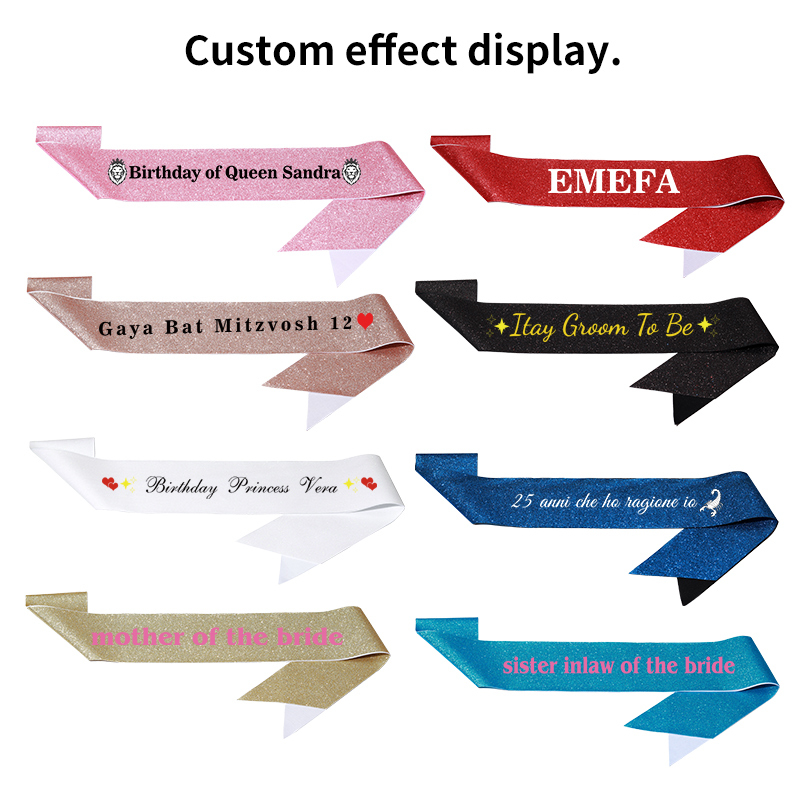 Diy Custom Glitter Satin Sash  - Birthday Sash Glitter avaliação e preço