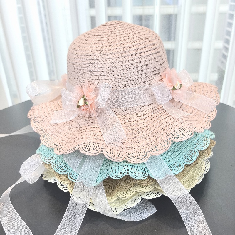 Girls 2pcs Straw Hat Solid Col - Paper Straw Color avaliação e preço