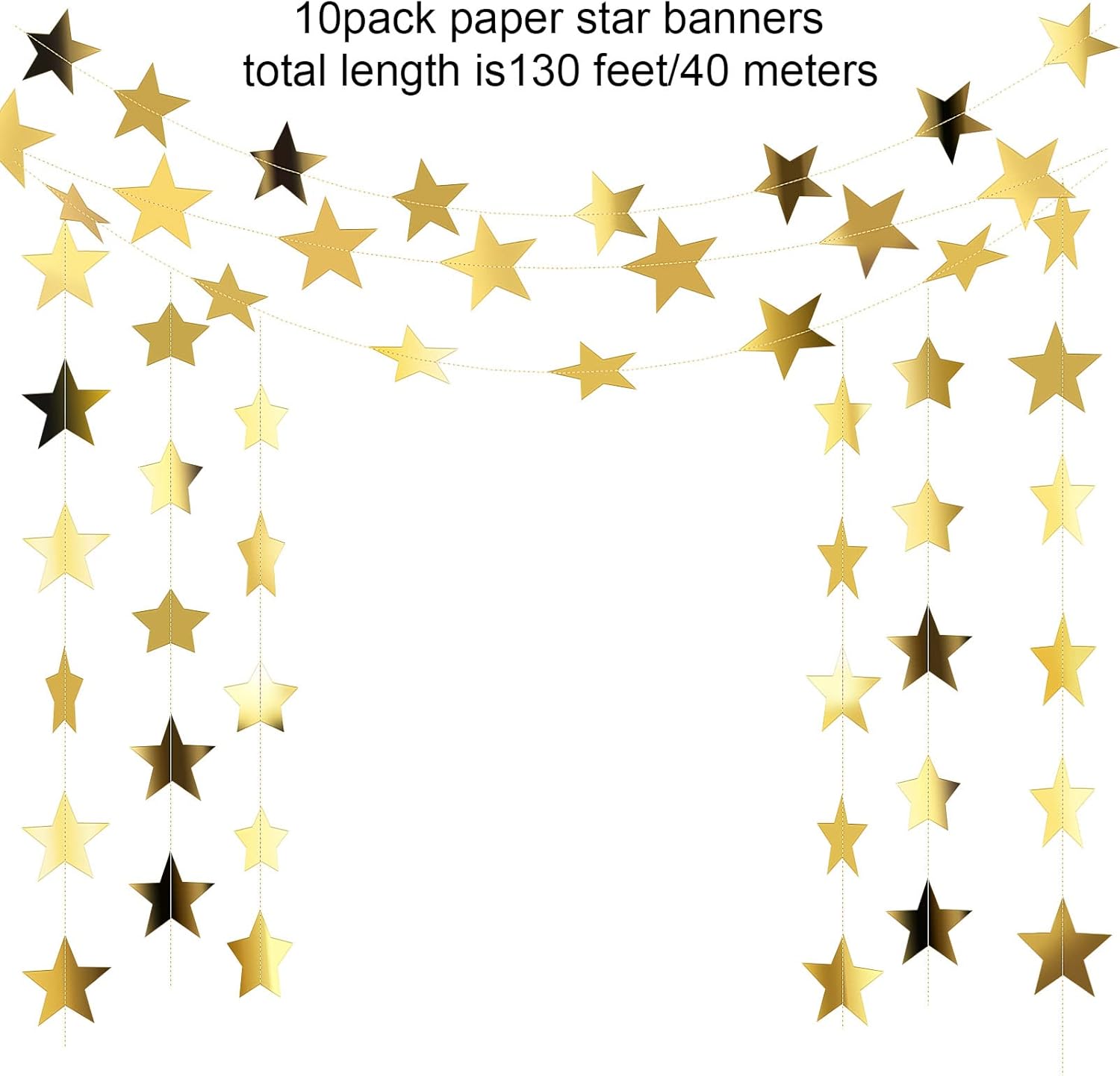 130ft Star Garland Banner for  - Party Banner Gold avaliação e preço