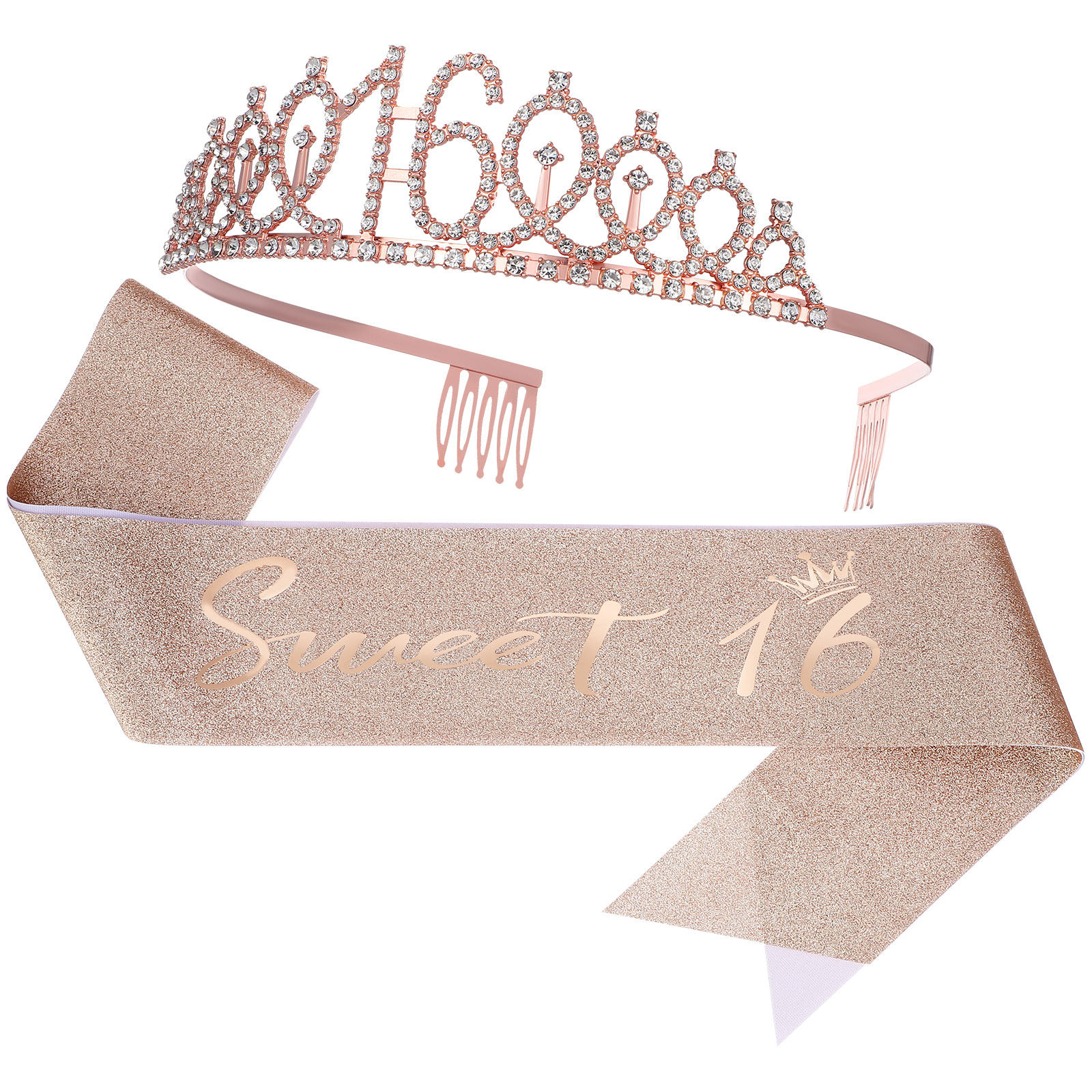 1Set Glittering Birthday Tiara - Birthday Sash Glitter avaliação e preço