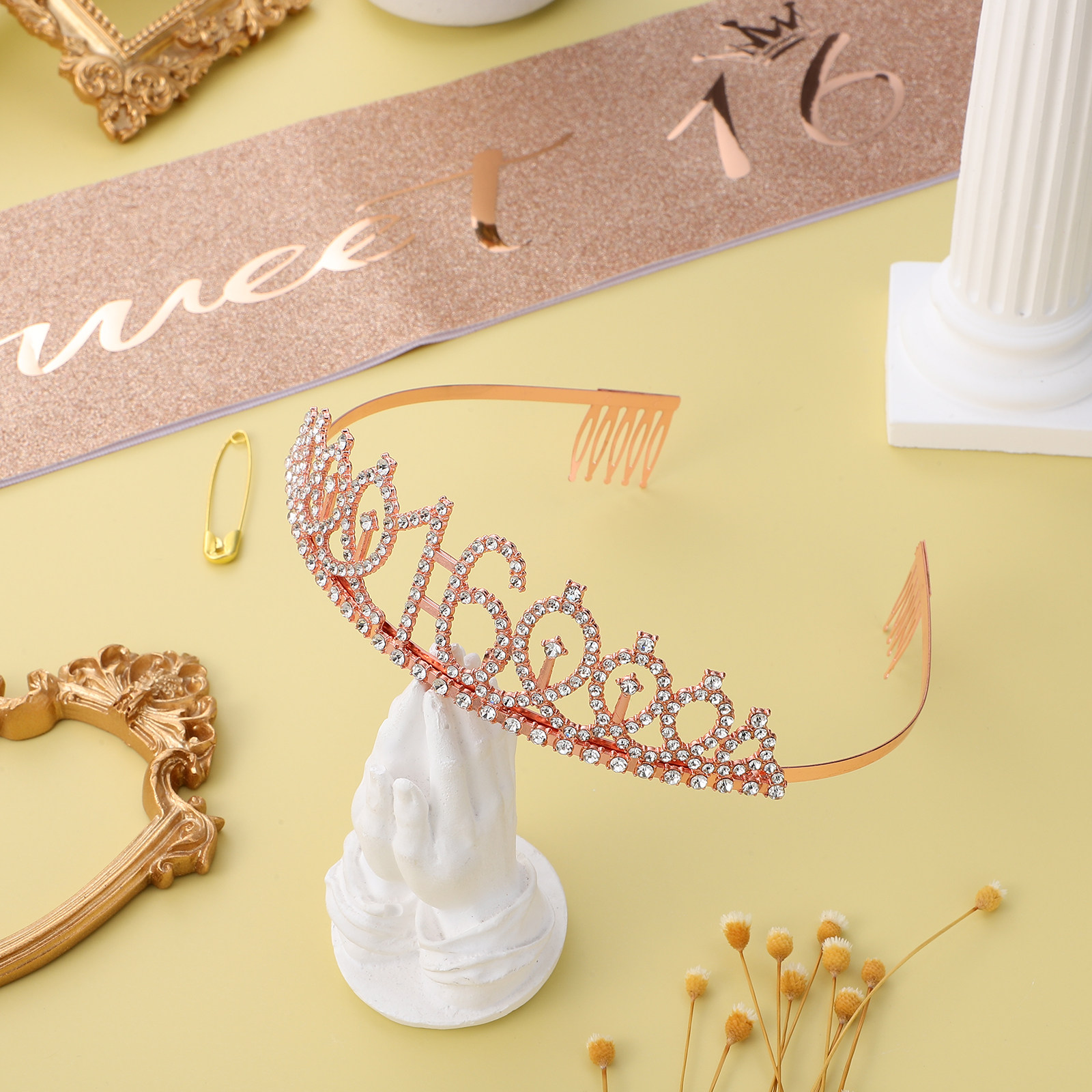 1Set Glittering Birthday Tiara - Birthday Sash Glitter avaliação e preço